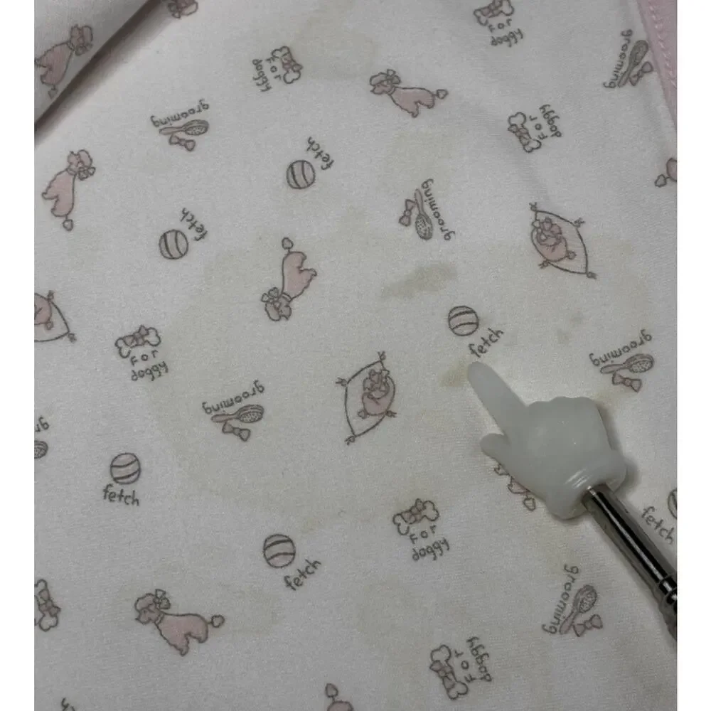 Vintage 2003 Gymboree Posh Poodle Baby Blanket Pink White Striped - STAINS READ
